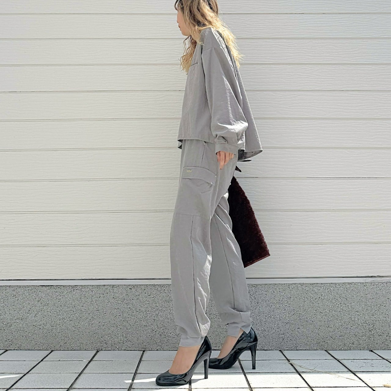 【セットアップ対応アイテム】ピーチタッチジョガーパンツ カーキ Free