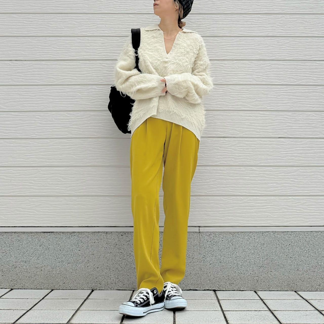 ストレッチツイルテーパードパンツ マスタード Free