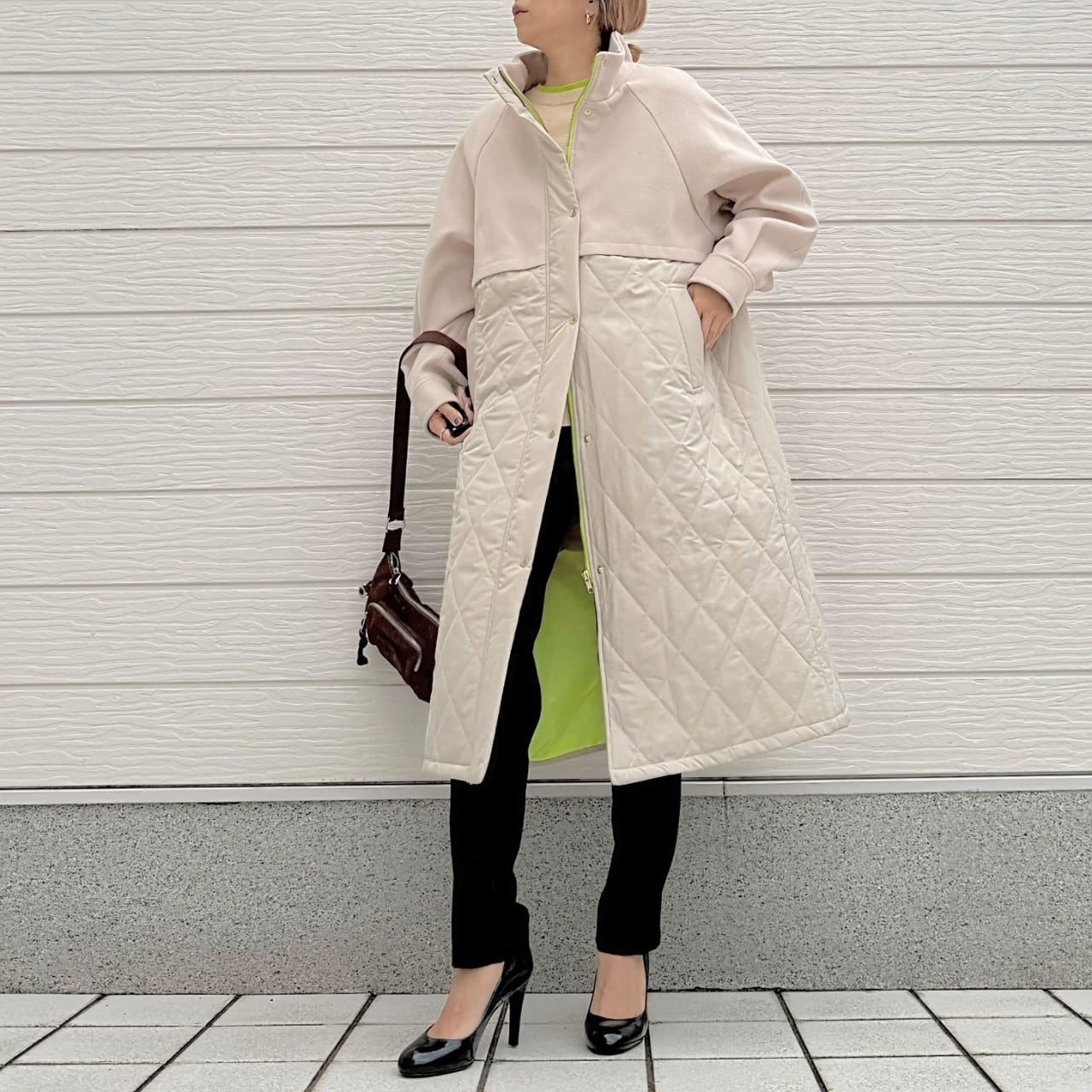 キルトオーバーコート アイボリー Free