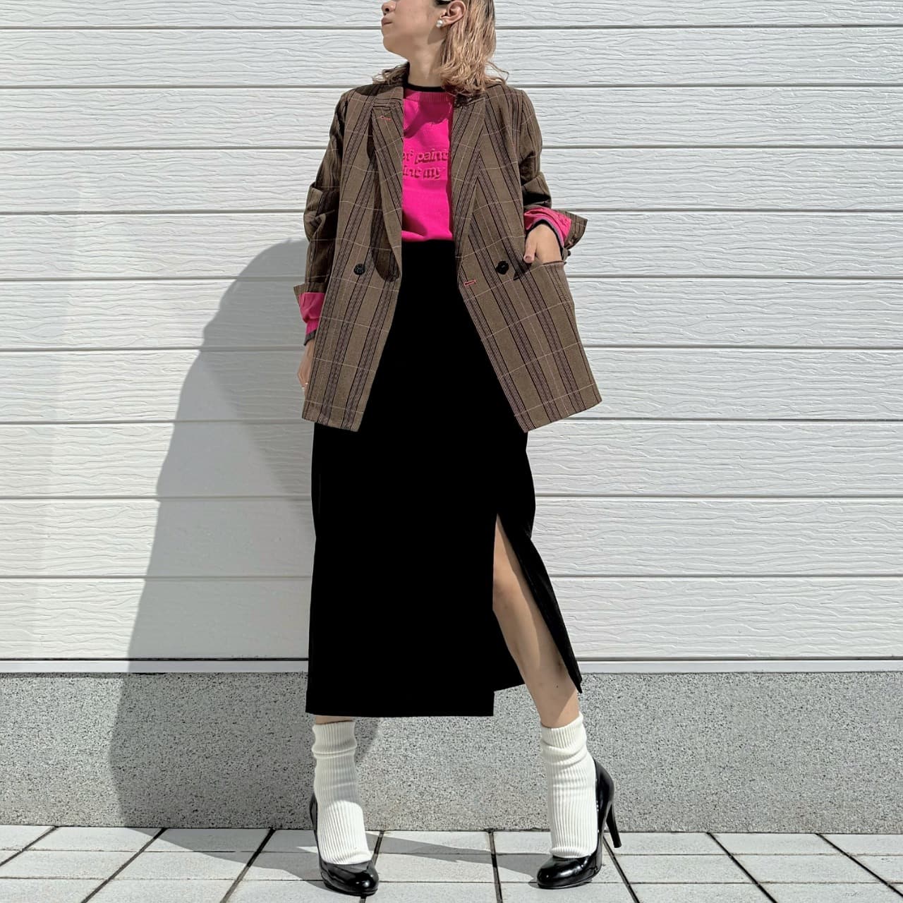 チェックジャケット ブラウン Free