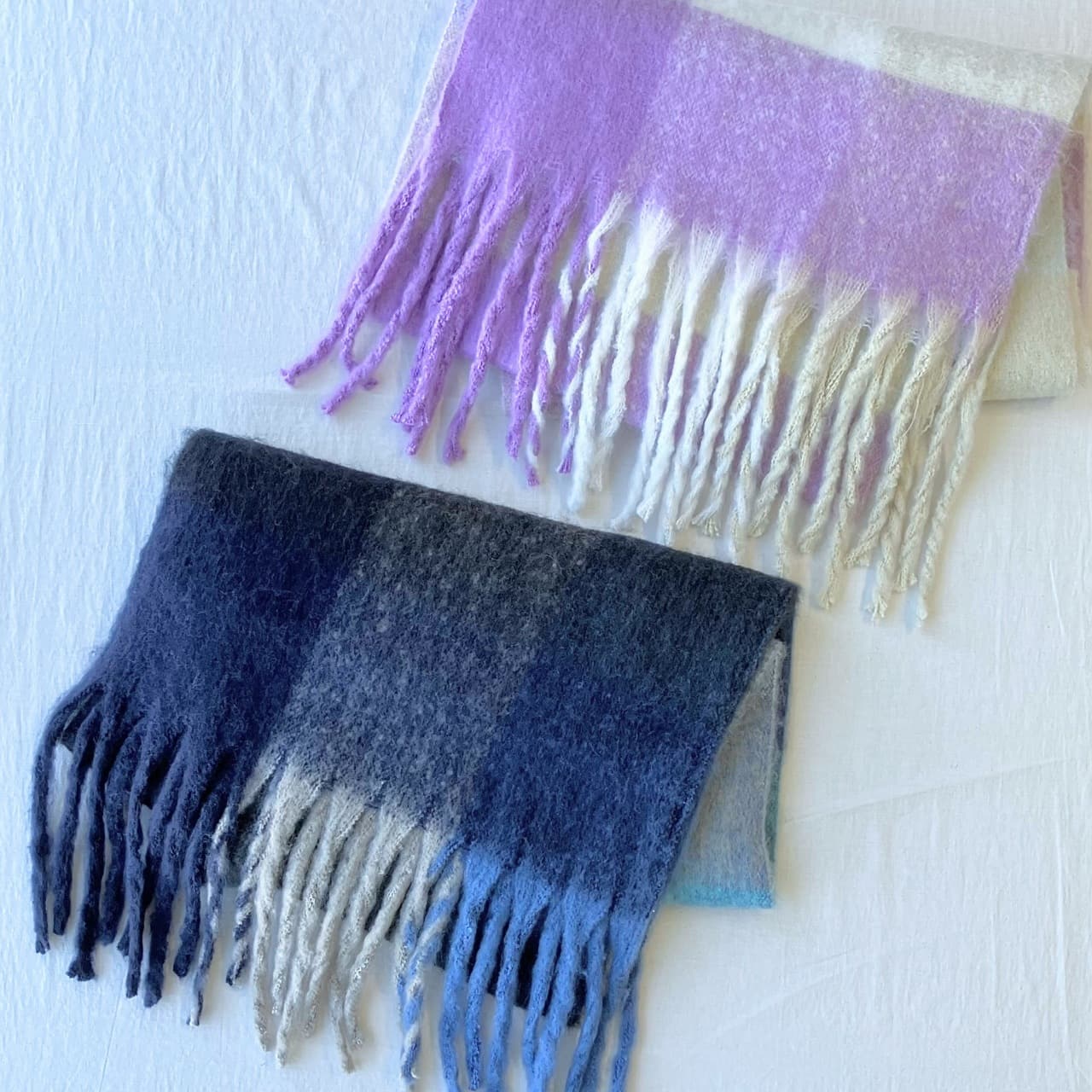 ボリュームチェックマフラー パープル Free