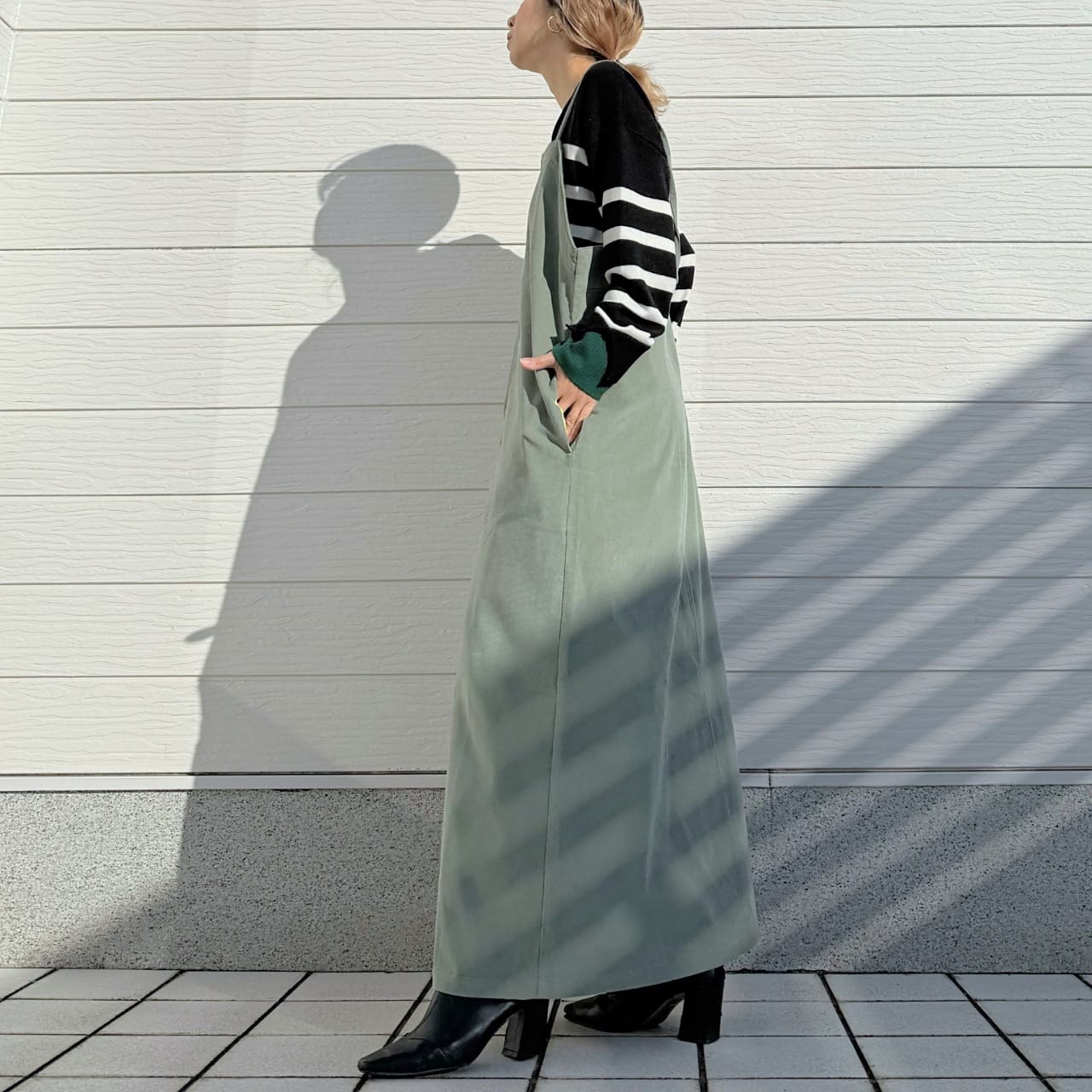 コーデュロイZipキャミワンピ ブラウン Free