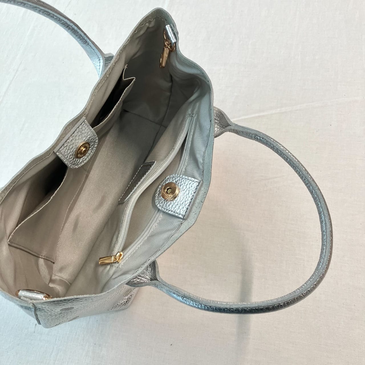 牛革ドット2wayトート シルバー Free