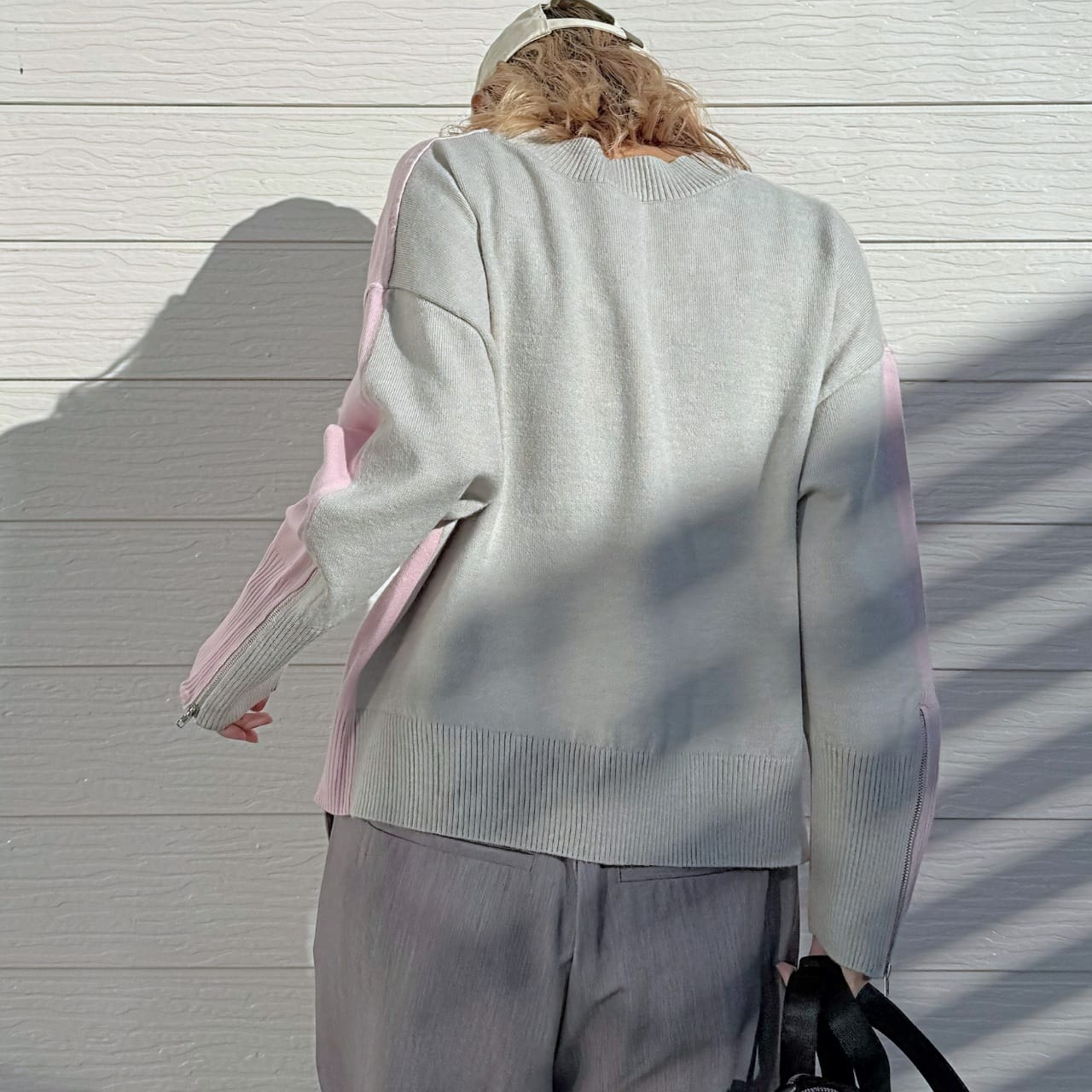 バイカラーZipニット ブルー Free