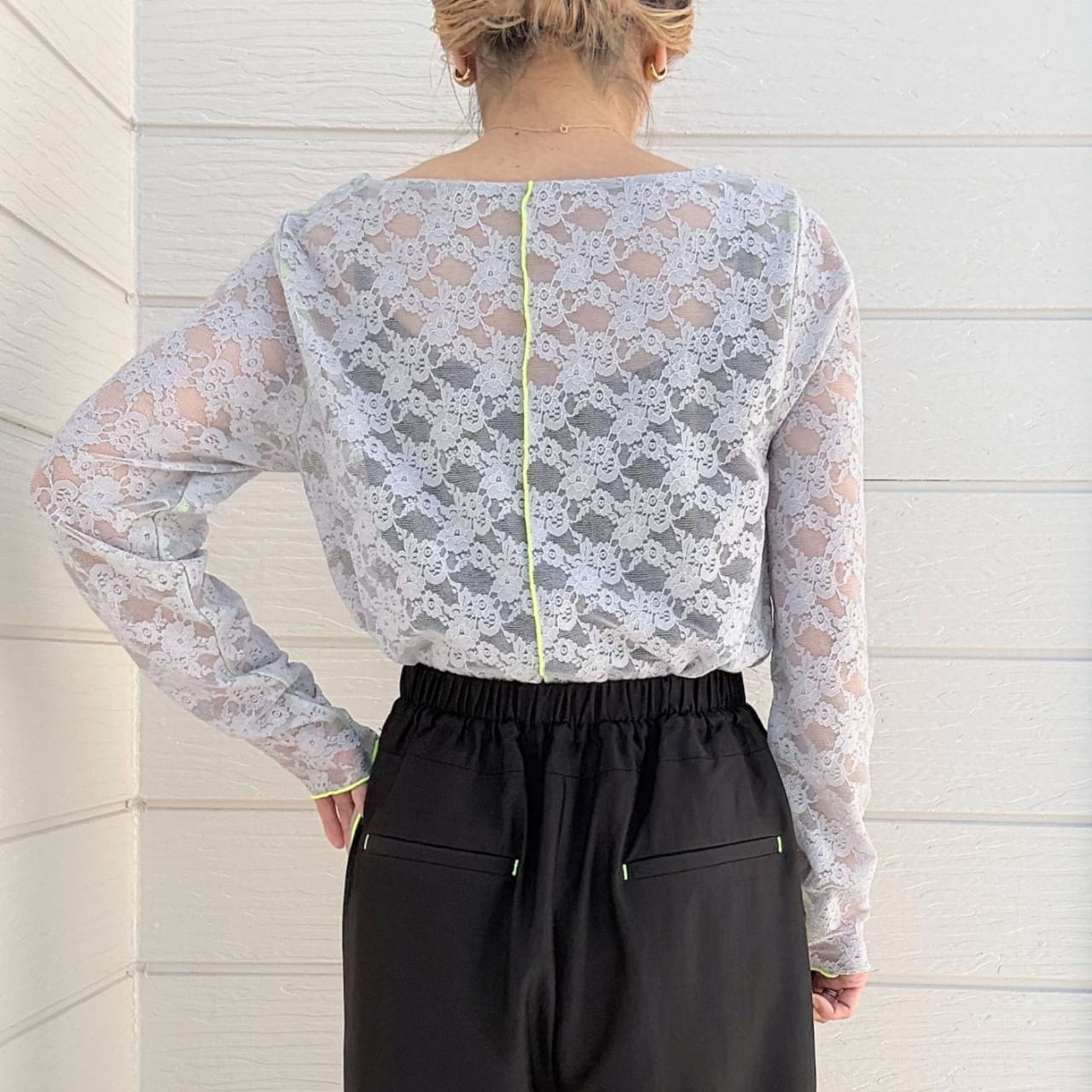 レーシーライントップス ホワイト Free