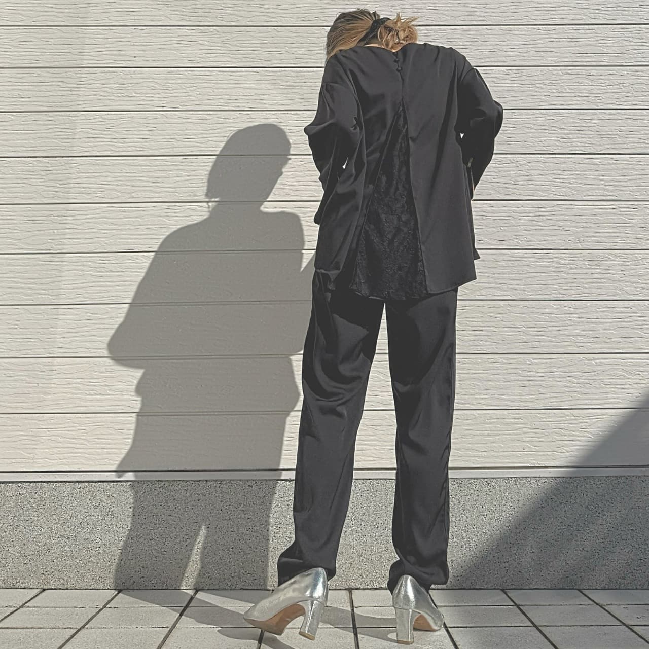 【セットアップ対応アイテム】ストレッチツイルテーパードパンツ ブラック Free