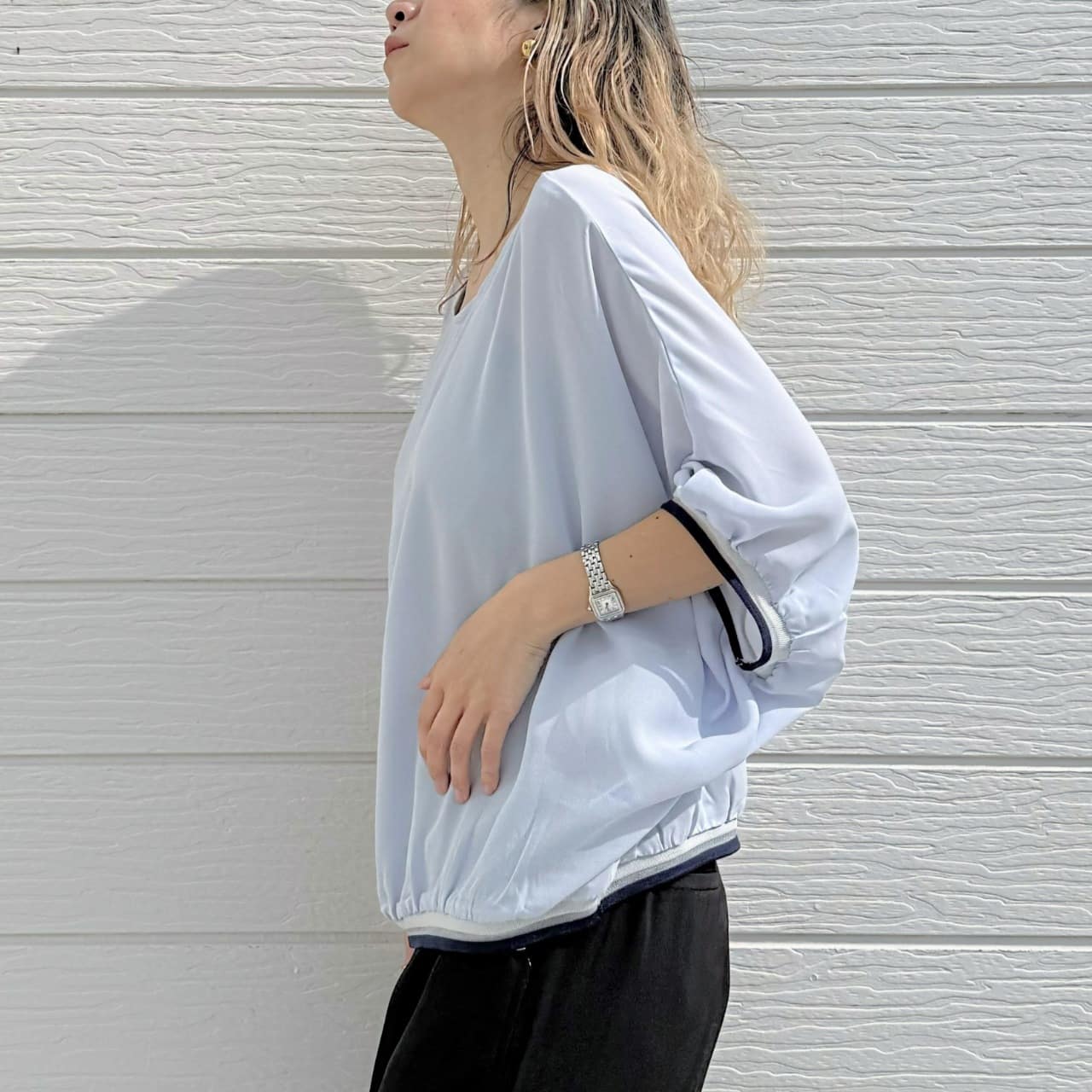 リブヘムライントップス ホワイト Free