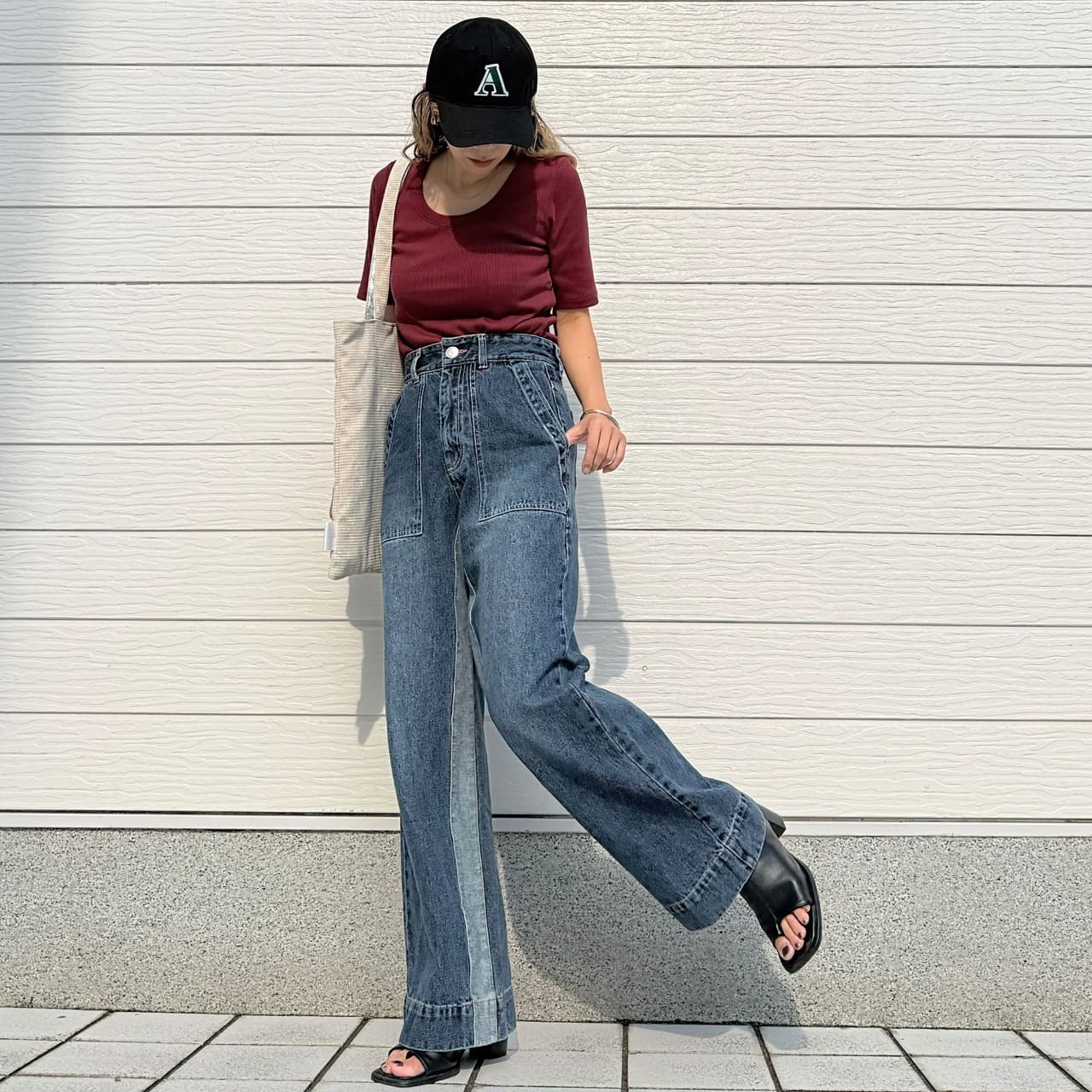 Qgirlワイドデニム インライン インディゴ S(36)