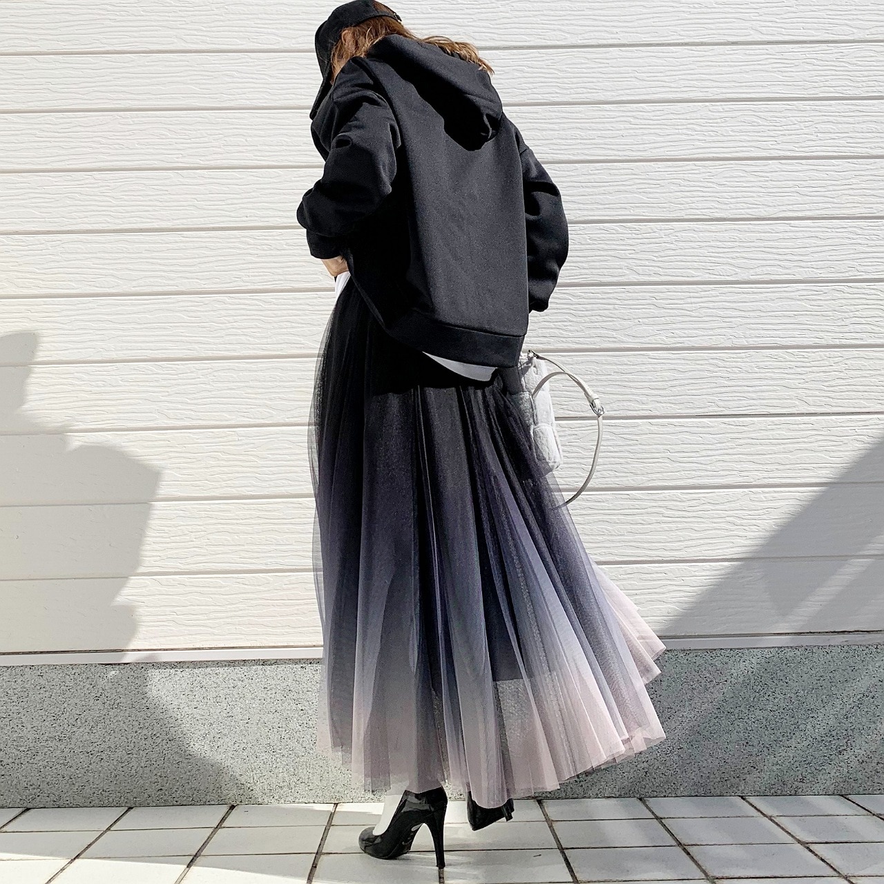 グラデーションチュールスカート ブラック Free