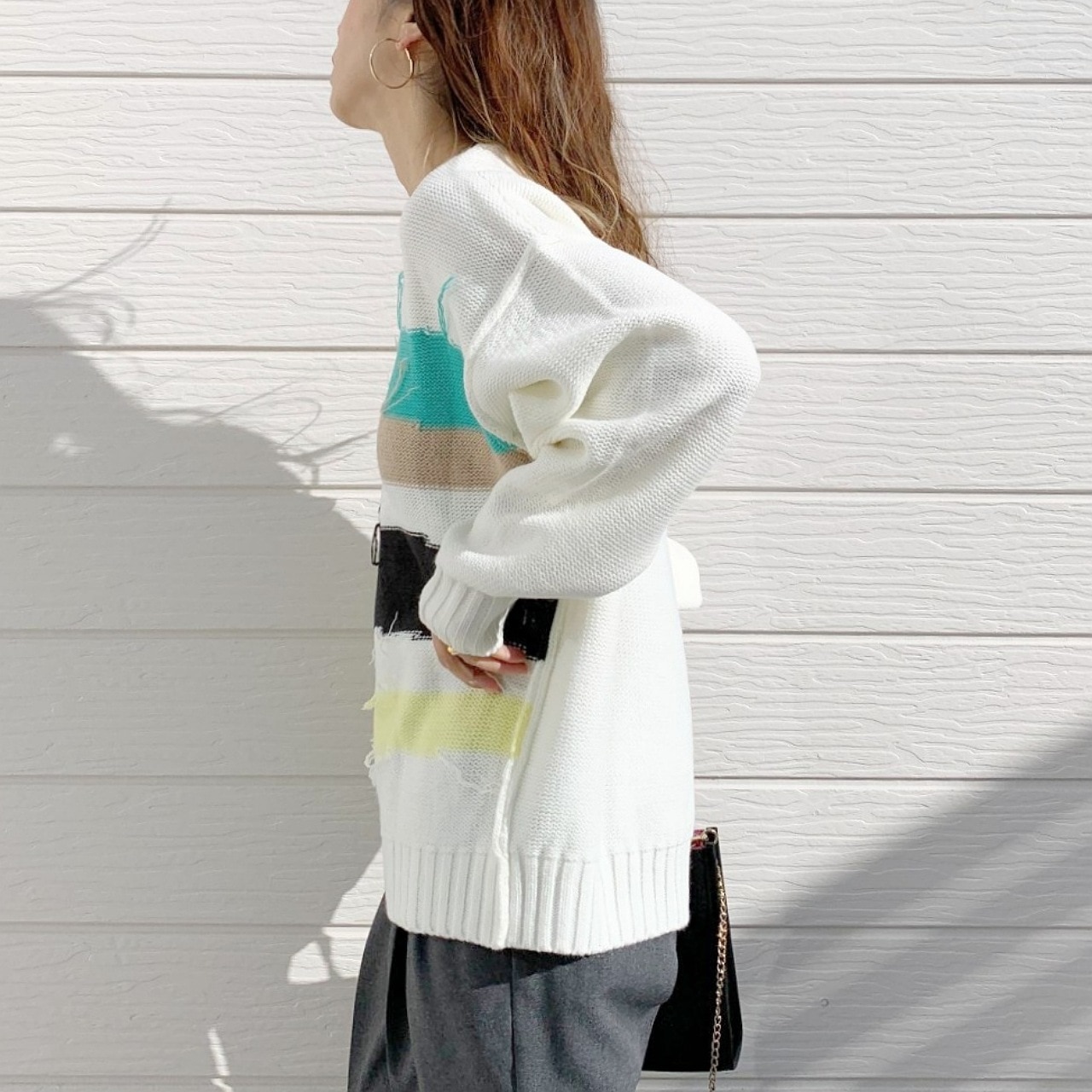 4色ニュアンスボーダーニット ブラック Free