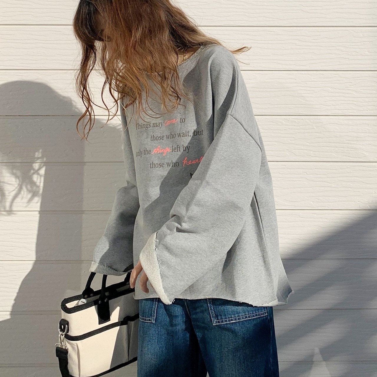 裏毛ロゴトレーナー アイボリー Free