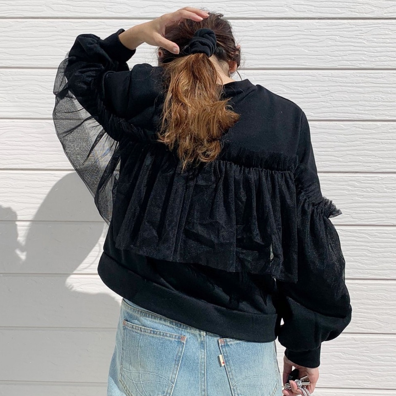 ミニ裏毛フリルトップス ベージュ Free