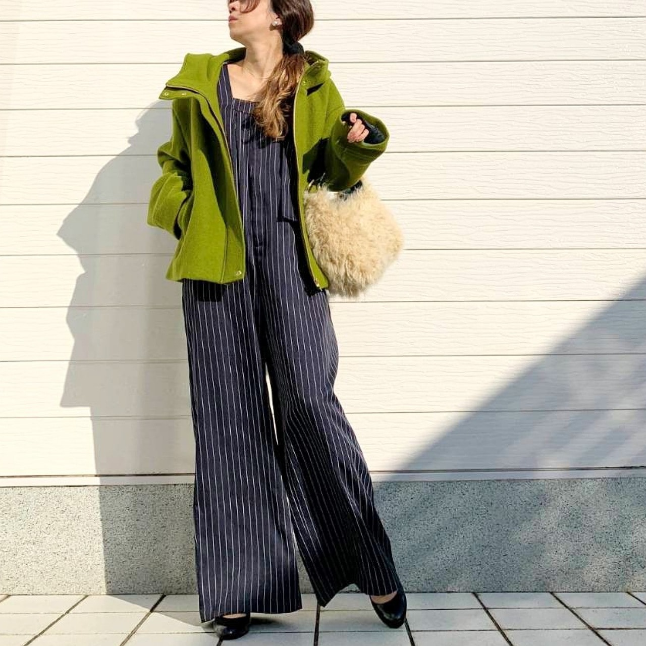 ワイドベルトサロペット グレー Free