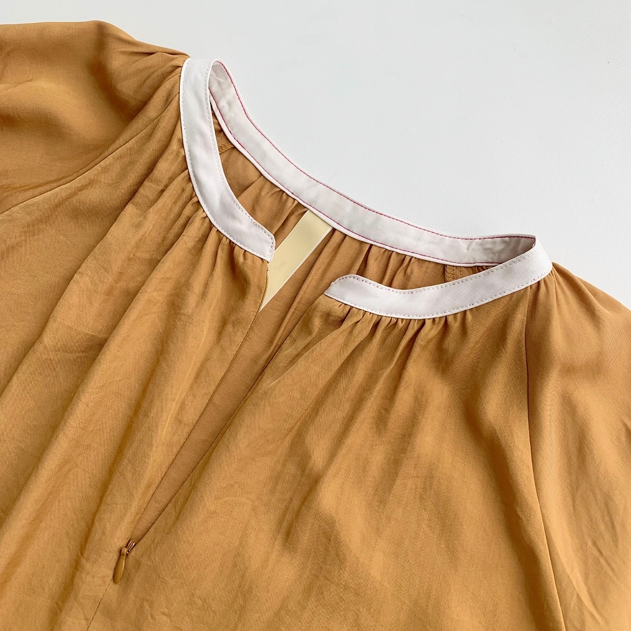 フロントZIPギャザーブラウス テラコッタ Free