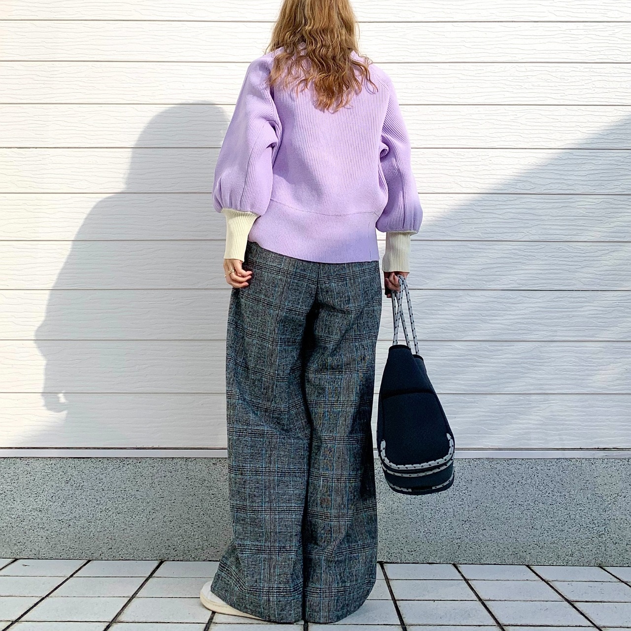 BIGボタン 片畦ドルマンカーデ ラベンダー Free