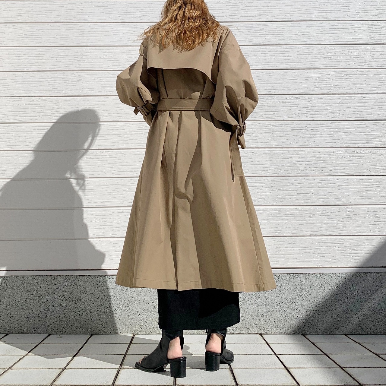 ノーカラートレンチコート ベージュ Free