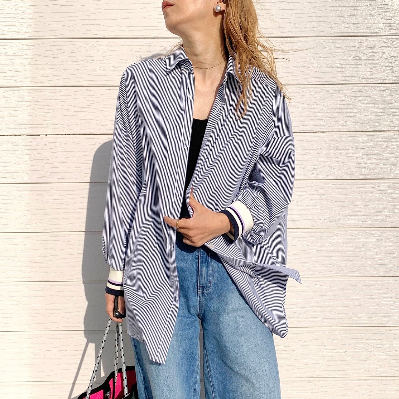 リブドッキングシャツ ホワイト Free