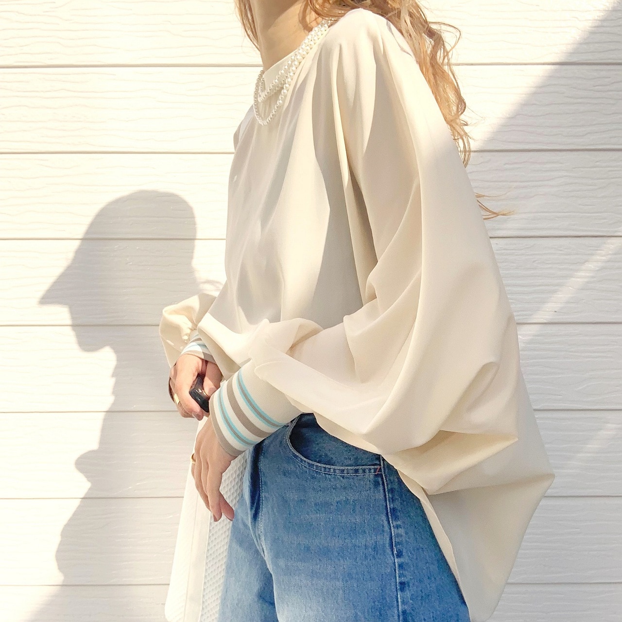 ドルマンリブブラウス ラベンダー Free