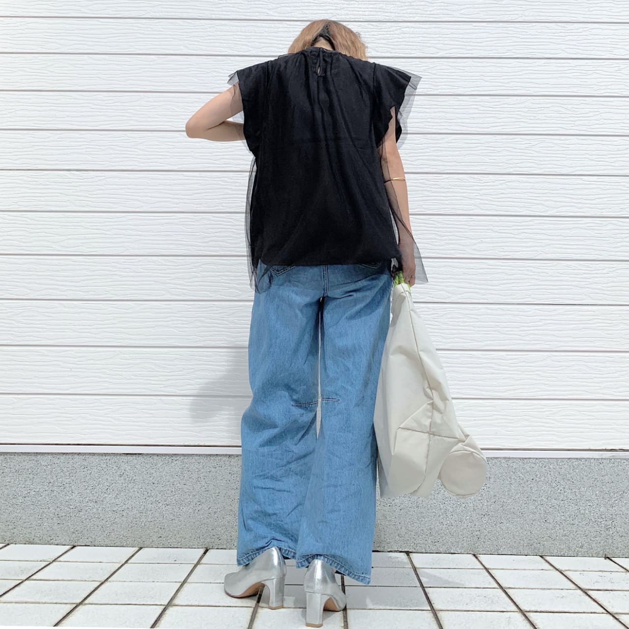 フレアスリーブブラウス ブラック Free