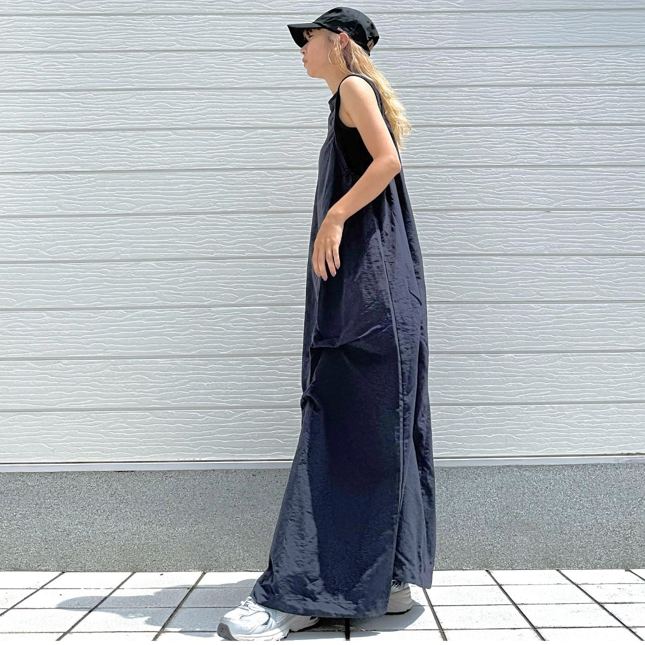 リブ付きワンピース ブラウン Free