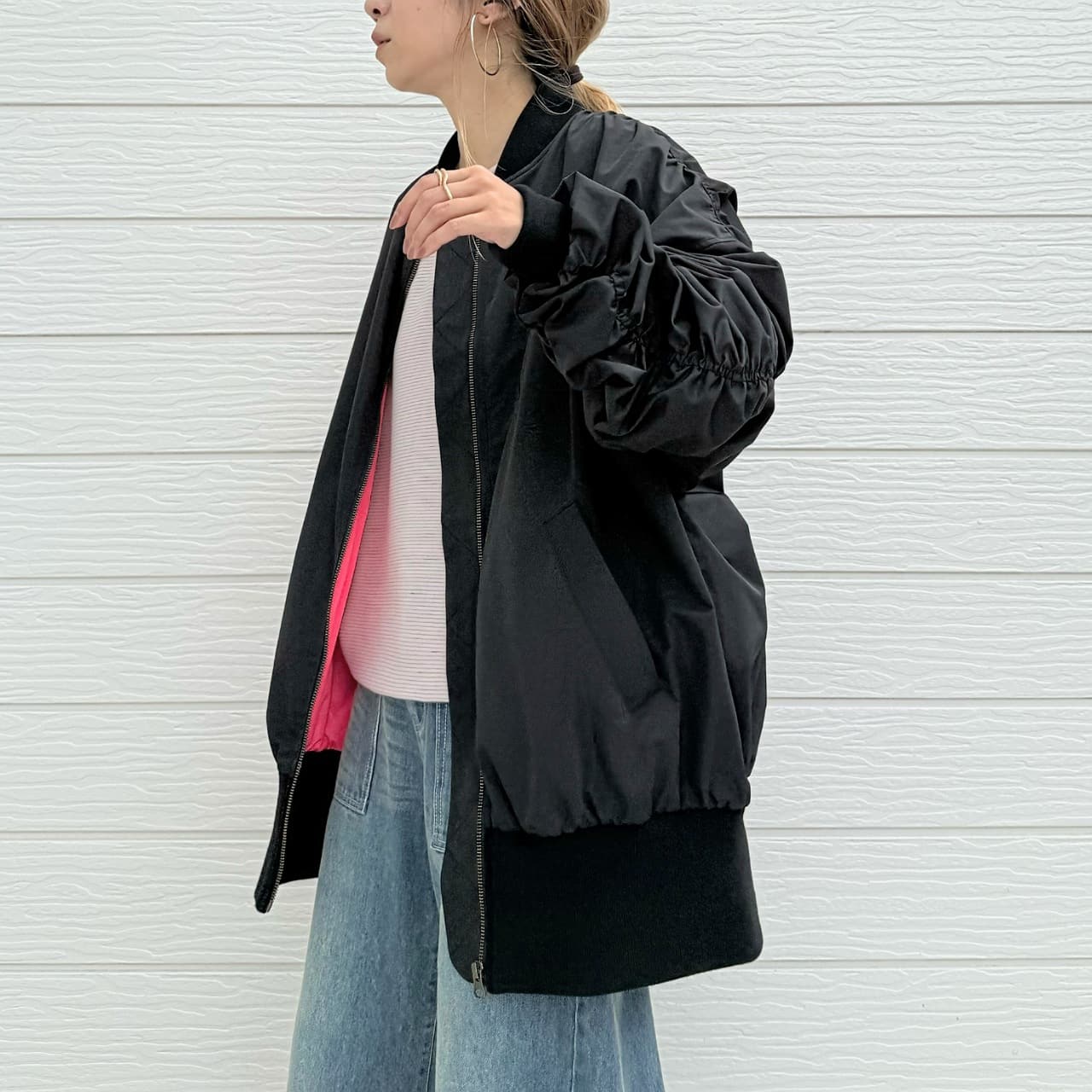 MA-1ギャザーブルゾン グレージュ Free