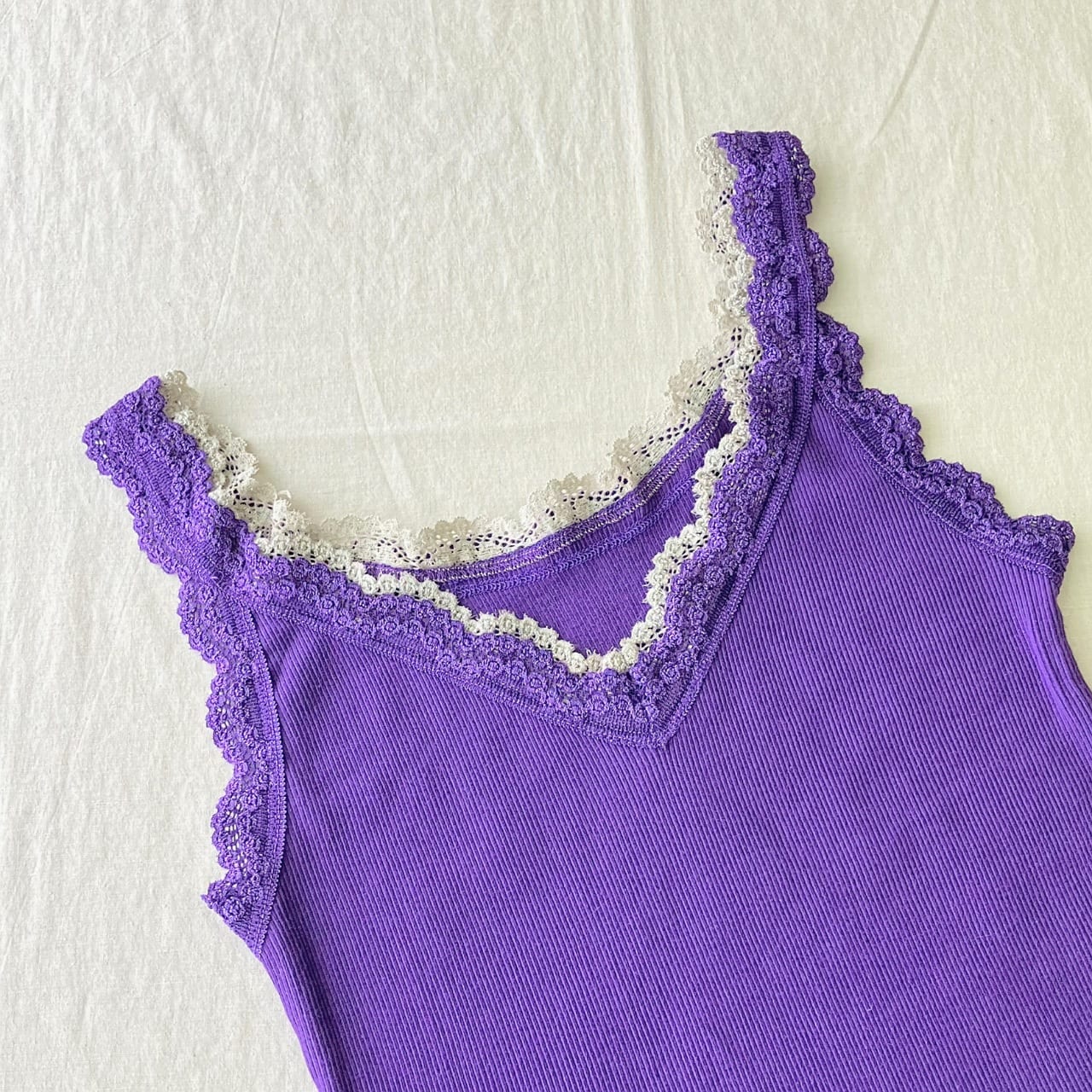 【定番】バイカラーテレコタンク グレー Free