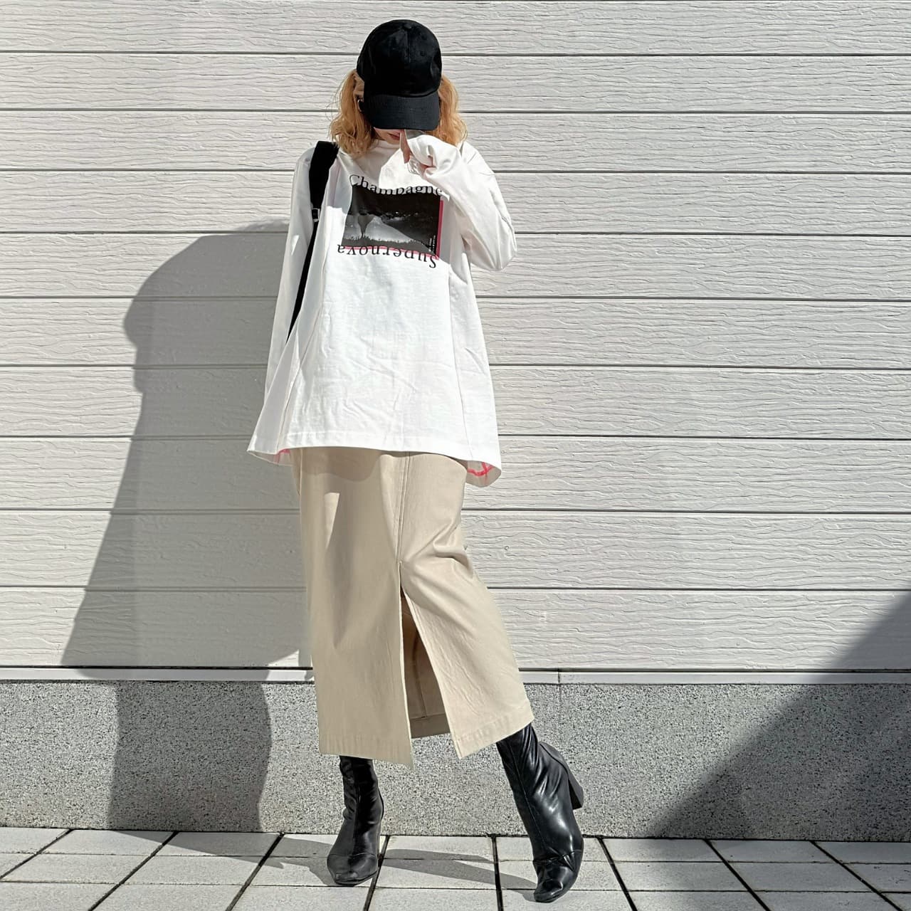 裏毛ストレッチタイトスカート チャコールグレー Free