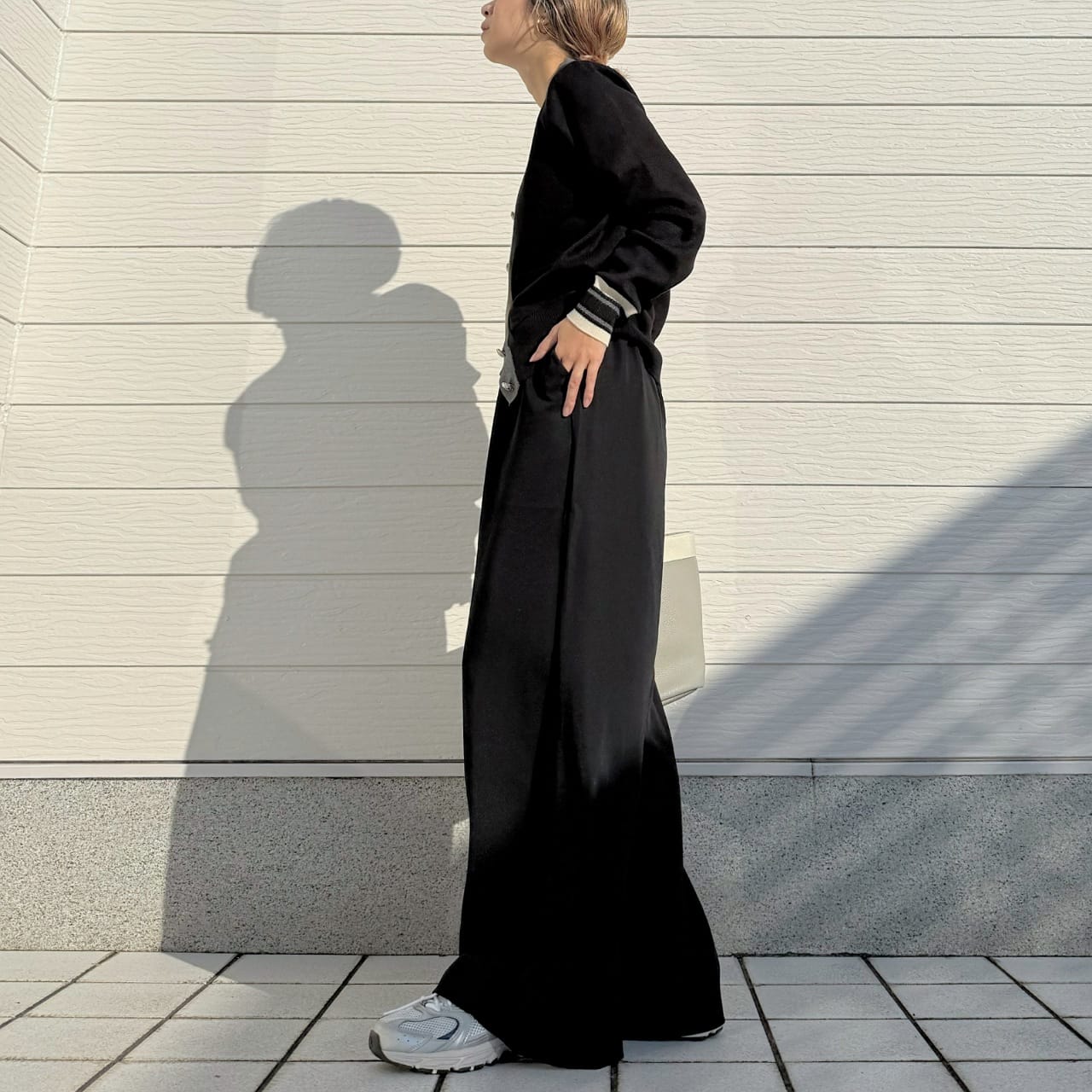 ウエストギャザーワイドパンツ ブラック Free