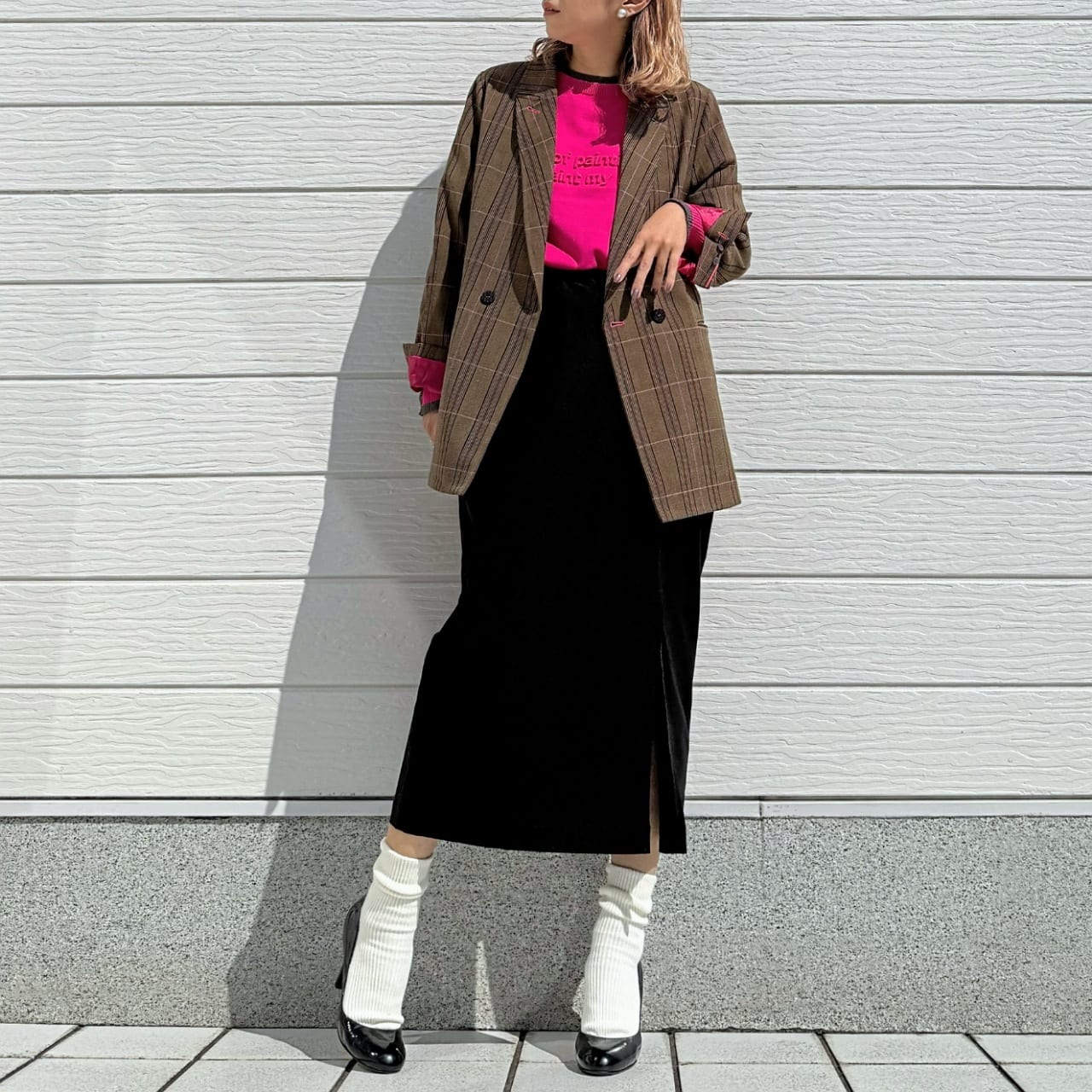 チェックジャケット ブラウン Free