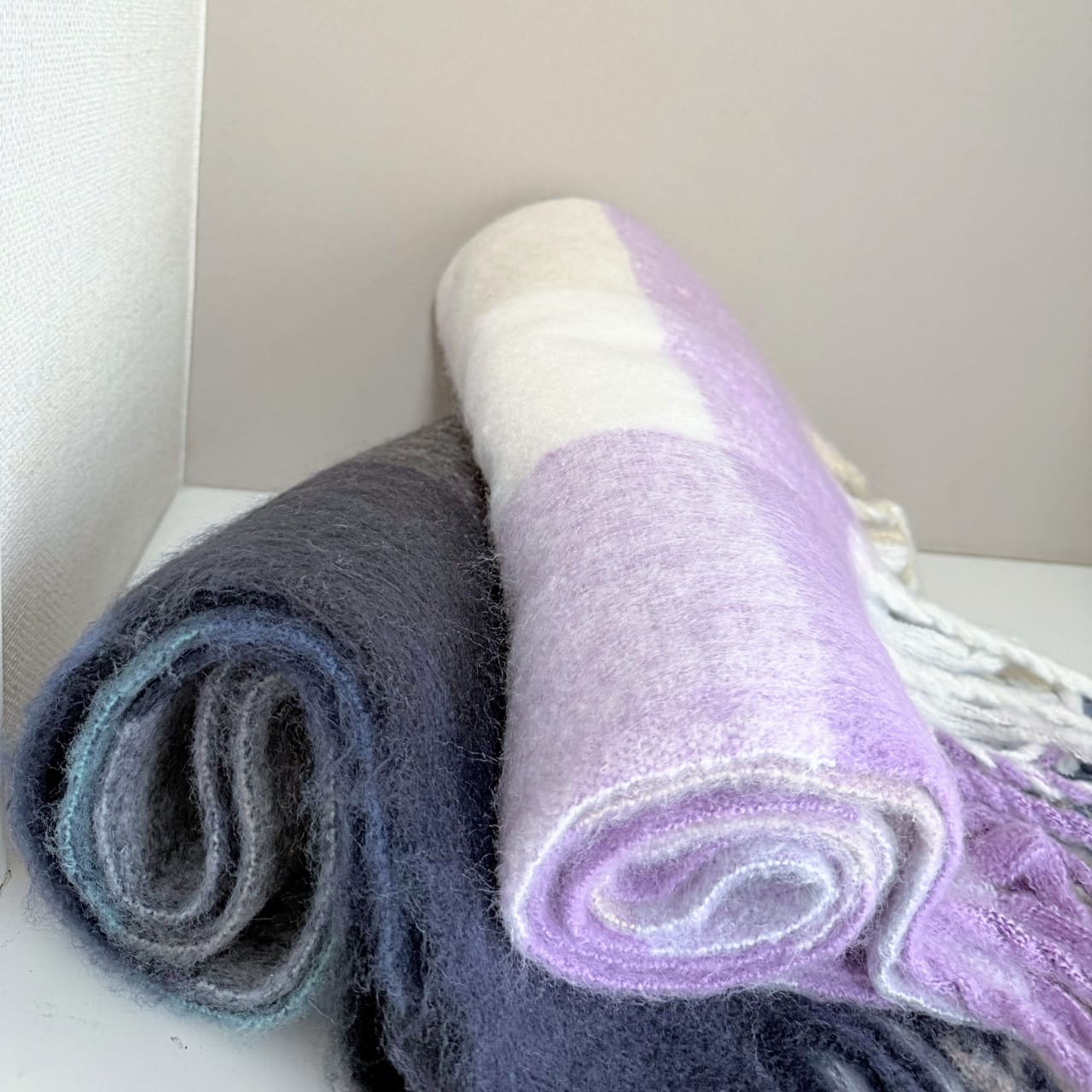 ボリュームチェックマフラー パープル Free