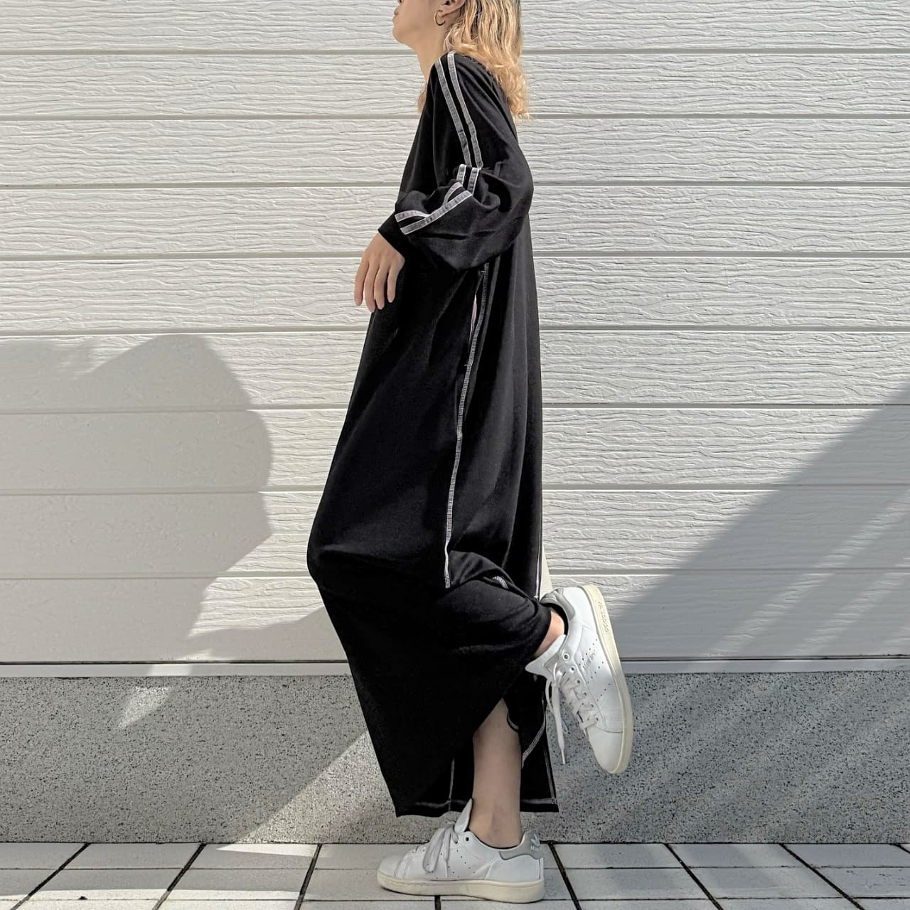 ソフトダンボールバイカラーラインワンピース カーキ Free