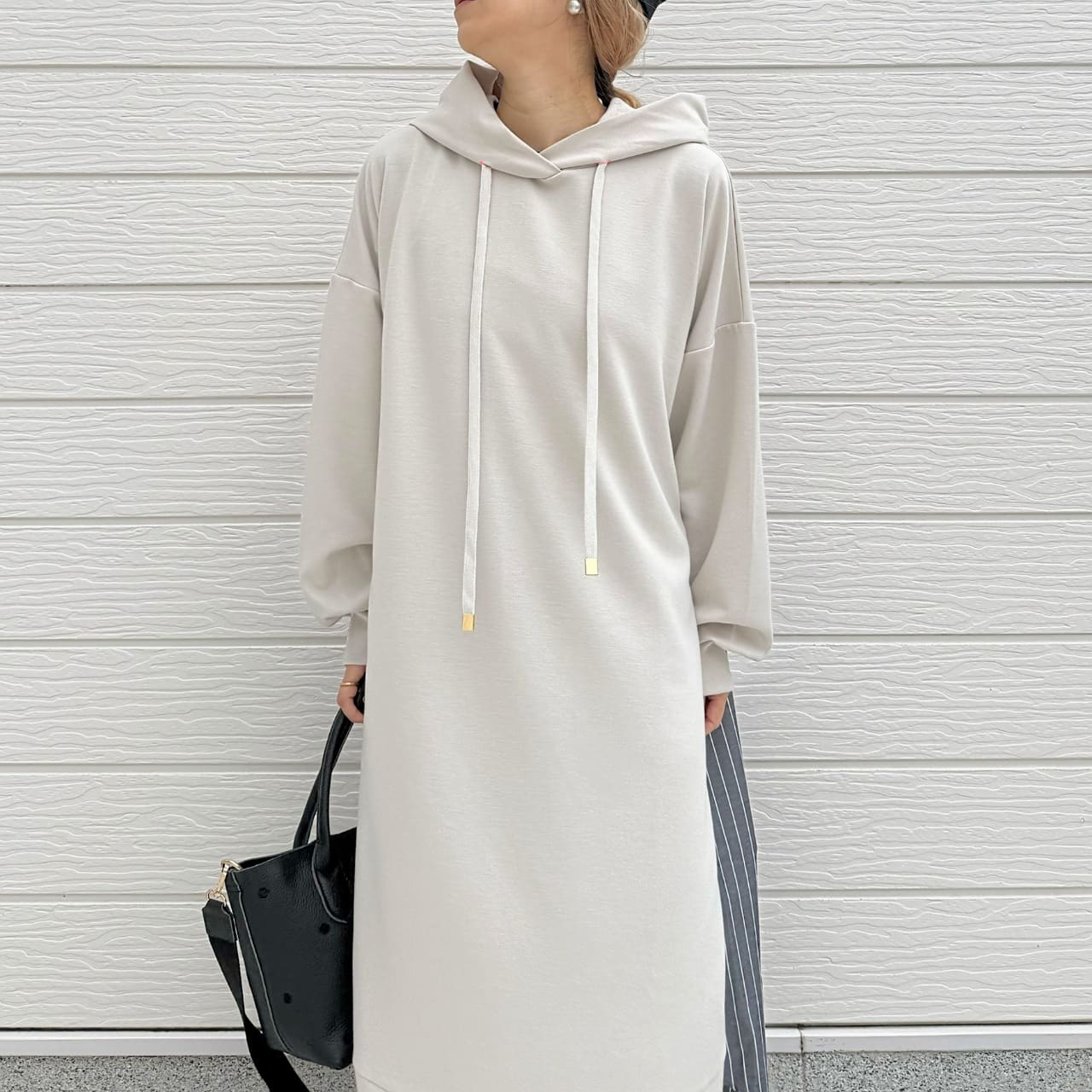 フーディーシャツドッキングワンピース アイボリー Free