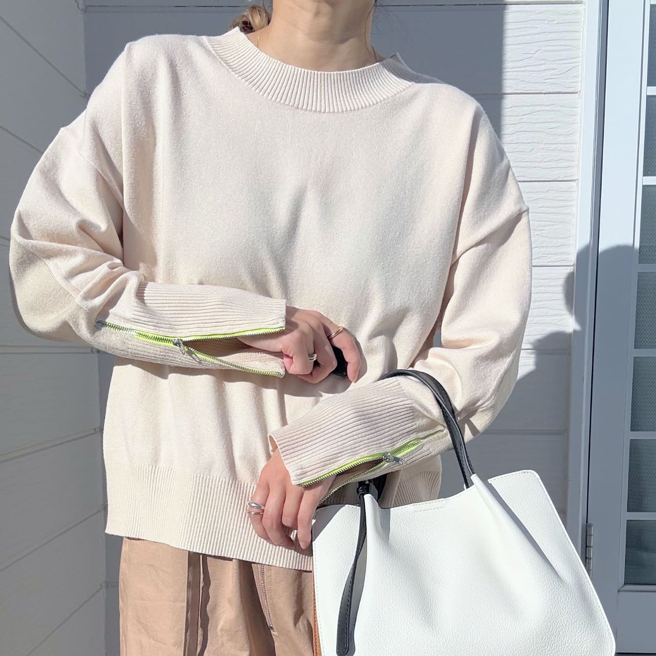 バイカラーZipニット ブルー Free