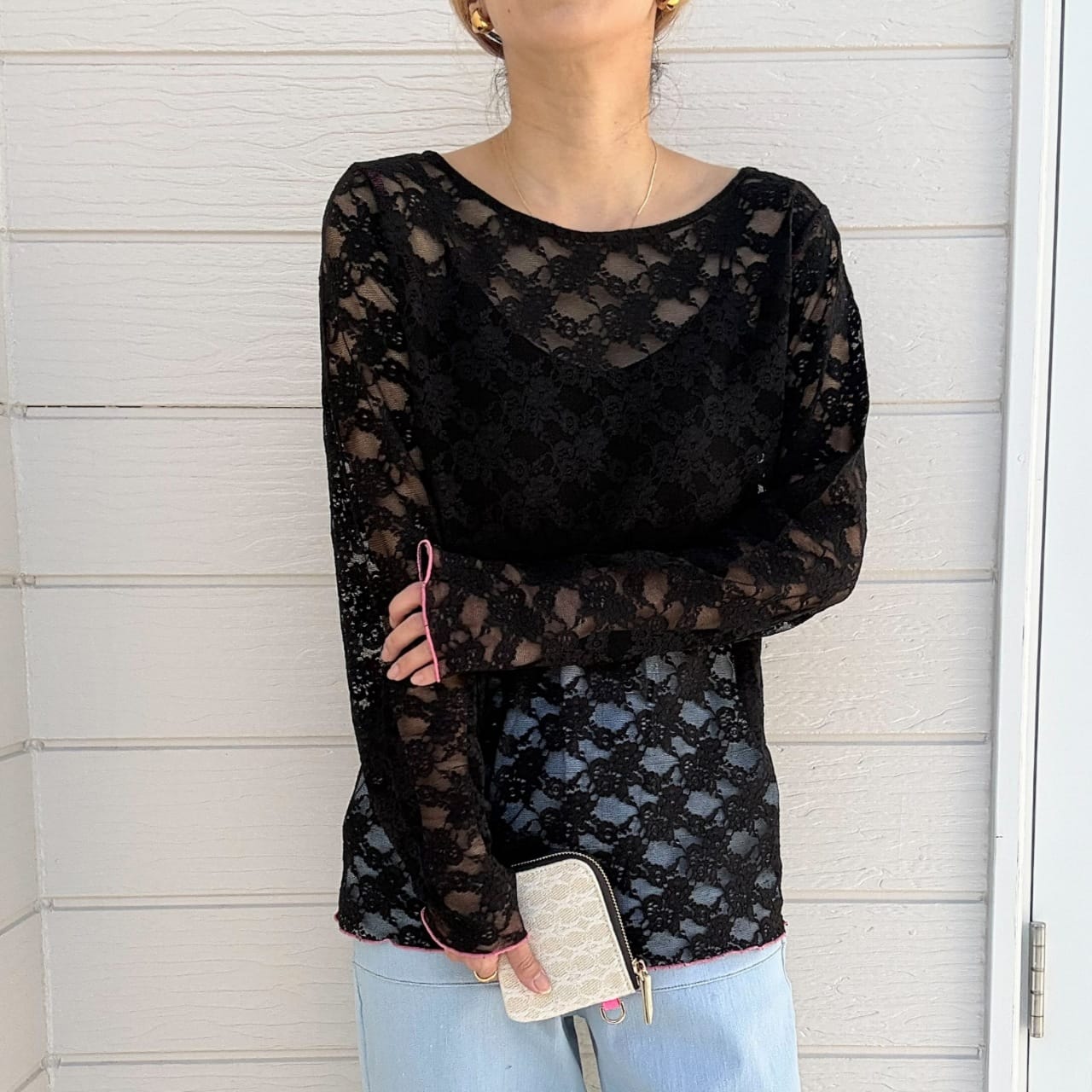 レーシーライントップス ホワイト Free