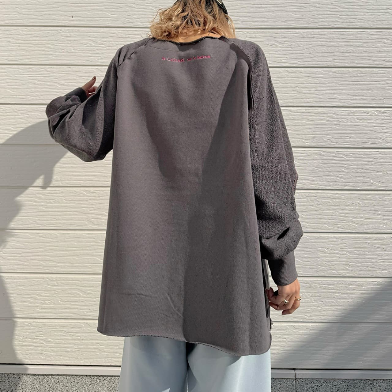 ボートネックラグラン裏毛トップス ライトグリーン Free