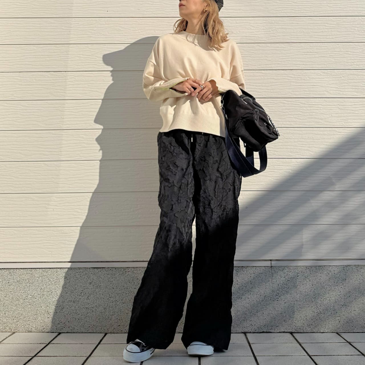 ジャガードワイドパンツ ホワイト Free