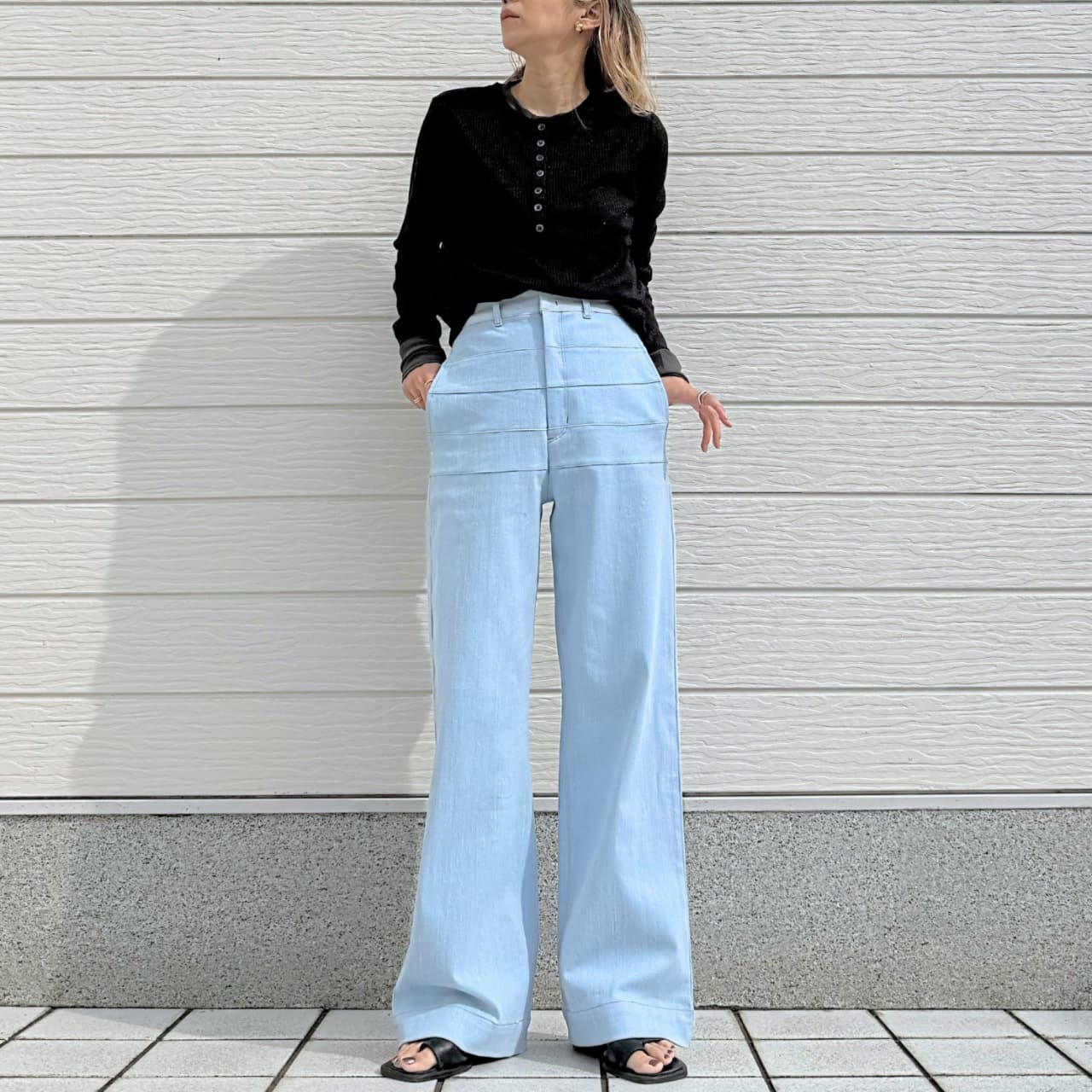 シアーヘンリーネックトップス アイボリー Free