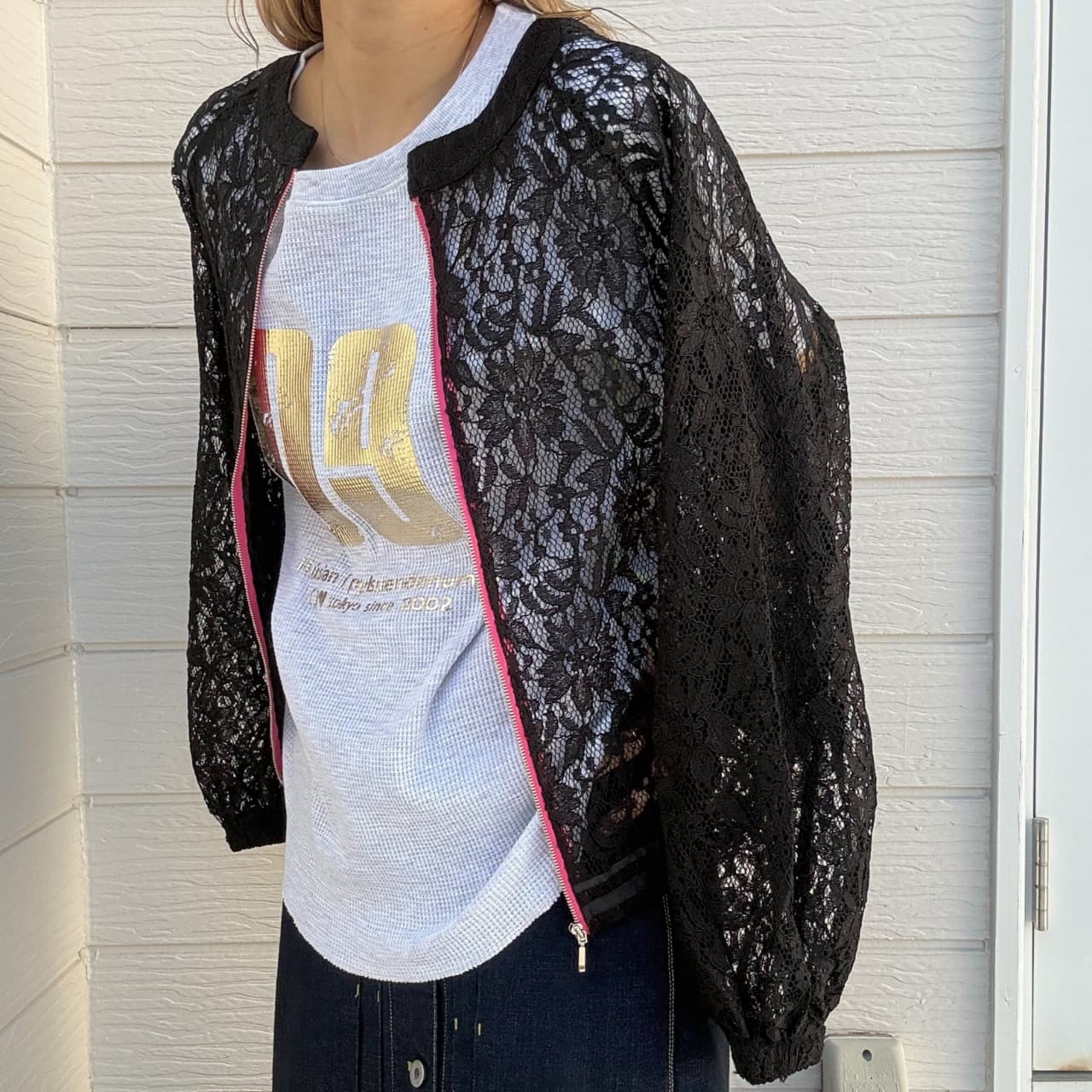 レースブルゾン ホワイト Free