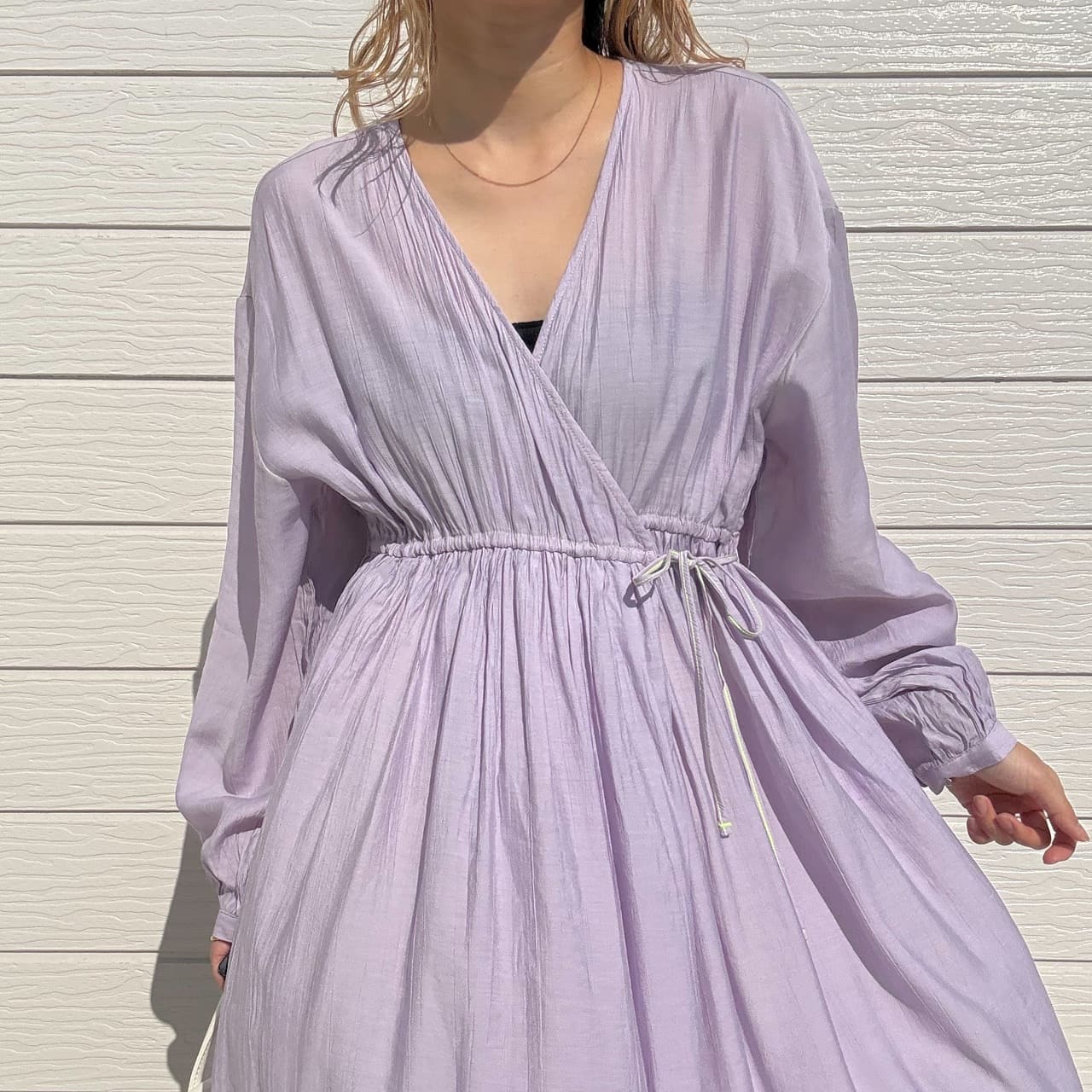 ガウンギャザーワンピース ラベンダー Free