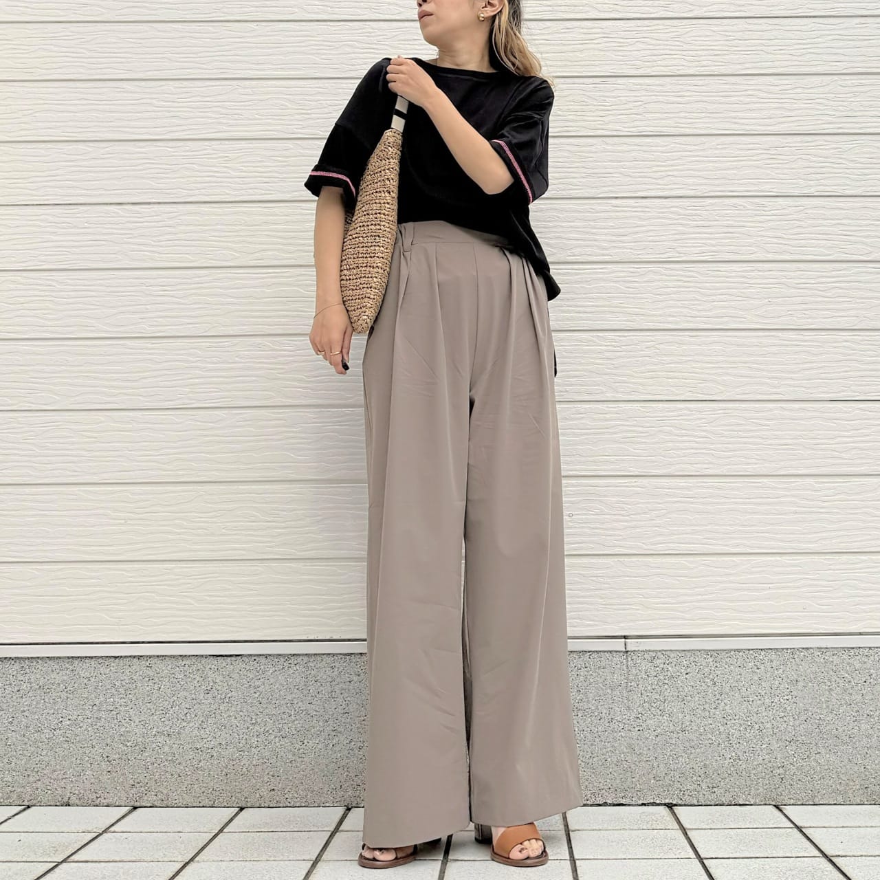 アイスタッチワイドストレートパンツ グリーン Free