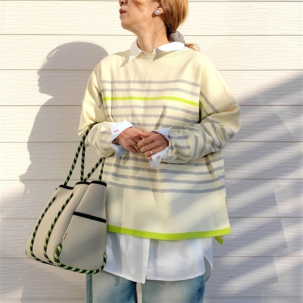 パネルボーダーニット イエロー Free