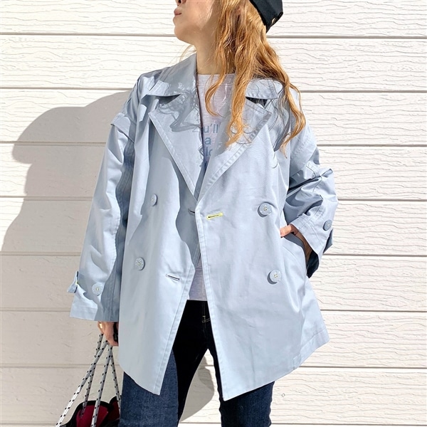 2wayショートトレンチ ブルー Free