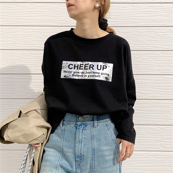 スクエア箔ロンT ブラック Free