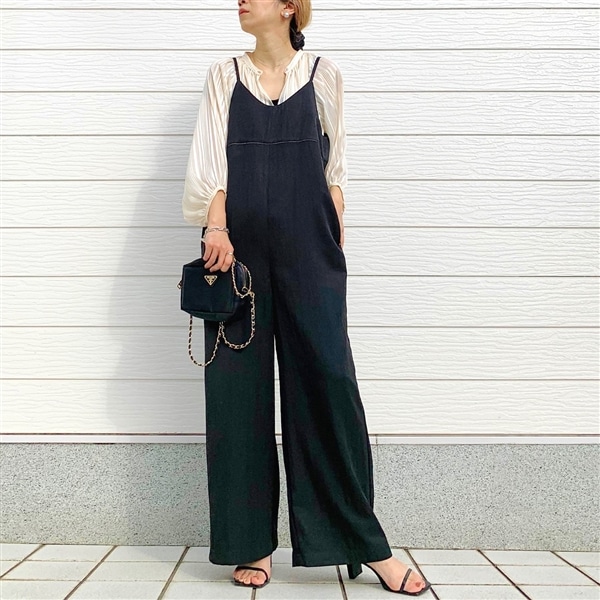 バックフリルキャミサロペット ブラック Free