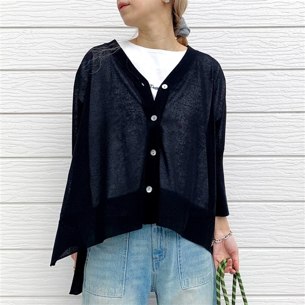 接触冷感ボックスカーデ ブラック Free