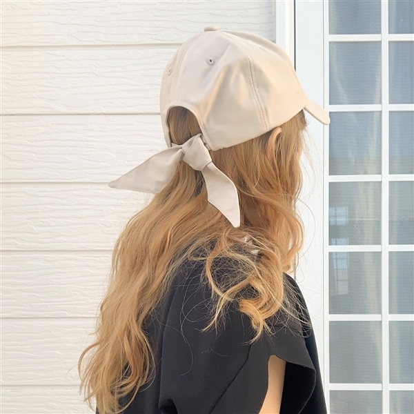 リボンキャップ アイボリー Free