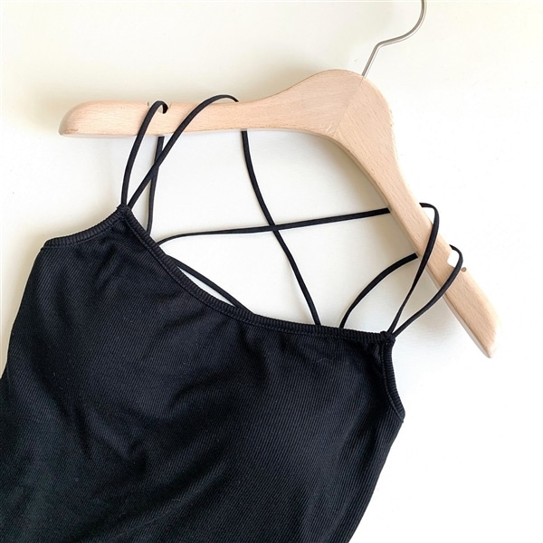 カップ付きバッククロスキャミ ブラック Free