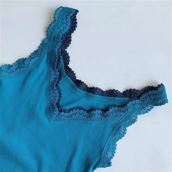 【定番】バイカラーテレコタンク ターコイズ Free