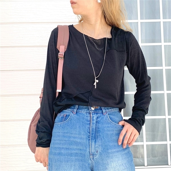 ブロック切り替えトップス ブラック Free