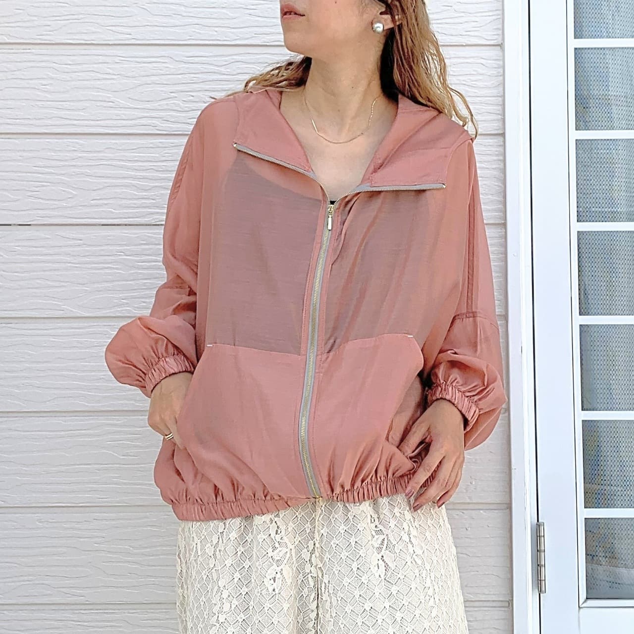 シアーパーカー ピンク Free